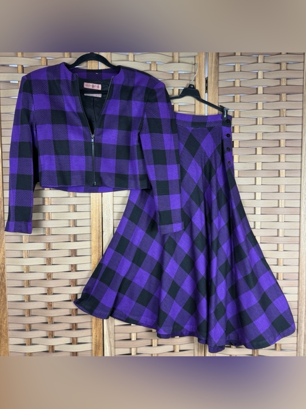Purple and Black Plaid Women's Skirt